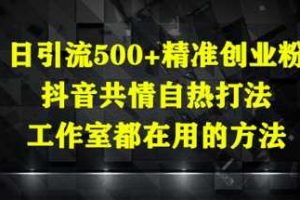 日引流500+精准创业粉，抖音共情自热打法，工作室都在用的方法