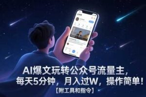 AI爆文玩转公众号流量主，每天5分钟，月入过W，操作简单！【附工具和指令】