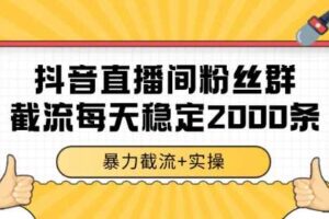 抖音直播间粉丝群暴力截流，一台电脑每天稳定2000条数据【揭秘】