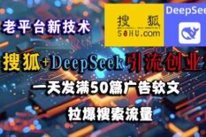 搜狐+DeepSeek引流创业粉，老平台新技术，一天发满50篇广告软文，拉爆搜索流量