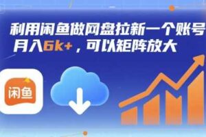 利用闲鱼做网盘拉新一个账号，月入6k+，可以矩阵放大