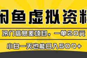 咸鱼虚拟资料变现，冷门信息差项目，一单20米，小白一天也能日入5张+