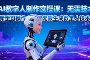 （16376期）AI数字人制作实操课：无需技术，新手可操作，免费无限生成数字人技术！
