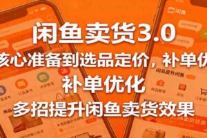 闲鱼卖货3.0，从核心准备到选品定价，补单优化，多招提升闲鱼卖货效果