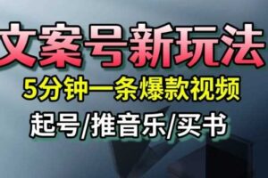 文案号新玩法，5分钟一条爆款视频，流量高，起号快，多方位变现