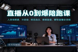 直播从0到爆陪跑课：人货场搭建，冷启动，排品选品，数据复盘，解锁直播全流程
