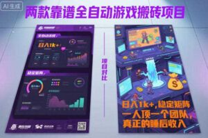 两款靠谱全自动游戏搬砖项目,日入1k+,稳定可矩阵,一人顶一个团队,真正的睡后收入【揭秘】