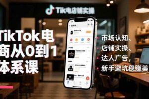 （16818期）TikTok电商从0到1体系课，市场认知、店铺实操、达人广告，新手避坑稳赚美金