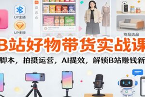 B站好物带货实战课：选品脚本，拍摄运营，AI提效，解锁B站赚钱新玩法