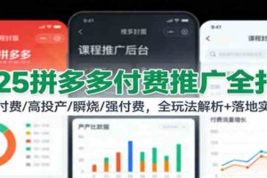 2025拼多多付费推广全打法：微付费/高投产/瞬烧/强付费，全玩法解析+落地实操