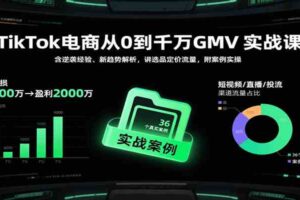 TikTok电商从0到千万GMV实战课，含逆袭经验、新趋势解析，讲选品定价流量等（更新）