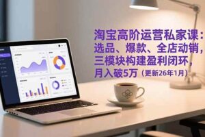 (17016期)淘宝高阶运营私家课:选品、爆款、全店动销,三模块构建盈利闭环,月入破5万(更新26年1月)
