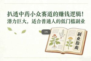 扒透中药小众赛道的賺米逻辑,潜力巨大,适合普通人的低门槛副业