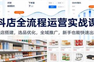 抖店全流程运营实战课:开店搭建,选品优化,全域推广,新手也能快速出单(更新)