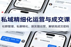 私域精细化运营与成交课:社群管理、私聊转化、朋友圈运营,解锁高成交密码