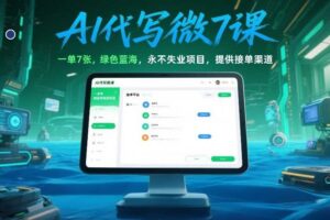 AI代写微课,一单7张,绿色蓝海,永不失业项目,提供接单渠道!