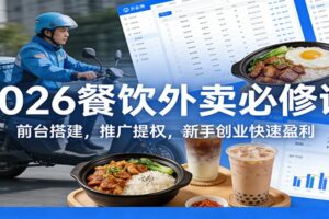 2026餐饮外卖必修课:前台搭建,推广提权,新手创业快速盈利