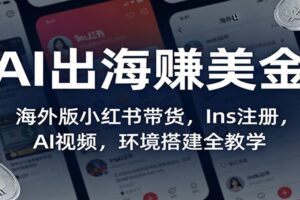 AI出海赚美金：海外版小红书带货，Ins注册，AI视频，环境搭建全教学