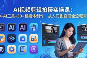(17818期)AI 视频剪辑拍摄实操课:10+AI工具+30+智能体创作,从入门到变现全流程掌握