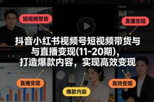 抖音小红书视频号短视频带货与直播变现(10-20期)，打造爆款内容，实现高效变现（更新）