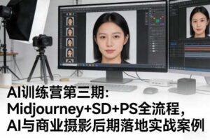 AI训练营第三期:Midjourney+SD+PS全流程,AI与商业摄影后期落地实战案例