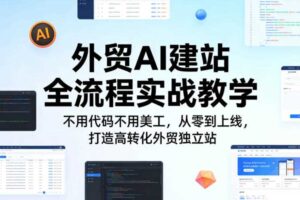 外贸AI建站全流程实战教学,不用代码不用美工,从零到上线,打造高转化外贸独立站