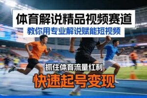 体育解说精品视频赛道,教你用专业解说赋能短视频,抓住体育流量红利,快速起号变现