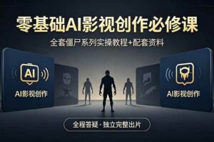 （18185期）零基础AI影视创作必修课，全套僵尸系列实操教程加配套资料，全程答疑带你独立完整出片