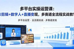 （18257期）某团队多平台实操运营课-更新26年4月29：AI剪辑+数字人+直播变现，多赛道全流程实战教学