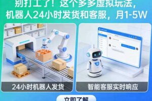 别打工了！这个多多虚拟玩法，机器人24小时发货和客服，月1-5W【揭秘】