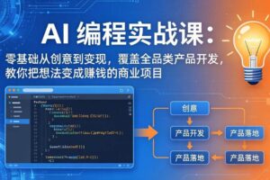 （18631期）AI编程实战课-第三期-5月更新：零基础从创意到变现，覆盖全品类产品开发，把想法变成赚钱项目