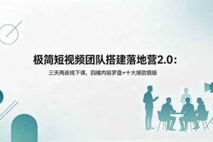 (18672期)极简短视频团队搭建落地营2.0:三天两夜线下课,四维内容罗盘+十大爆款模版