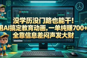 没学历没门路也能干！用AI搞定教育动画，一单纯賺700+，全靠信息差闷声发大财【揭秘】