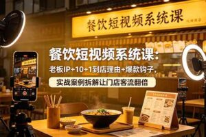 (18712期)餐饮短视频系统课:老板IP+10+1到店理由+爆款钩子,实战案例拆解让门店客流翻倍