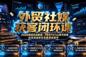 (19611期)外贸社媒获客闭环课|2026跨境实战教程,FB与TikTok账号搭建投流询盘转化完整落地教学