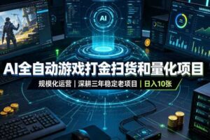 AI全自动游戏打金扫货和量化项目,规模化运营日入10张,深耕三年稳定老项目!【揭秘】