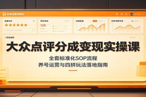 大众点评分成变现实操课:全套标准化SOP流程,养号运营与四拼玩法落地指南
