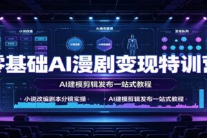 零基础AI漫剧变现特训营:小说改编剧本分镜实操,AI建模剪辑发布一站式教程