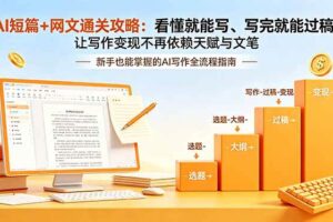 (19655期)AI短篇+网文通关攻略-更新:看懂就能写、写完就能过稿,让写作变现不再依赖天赋与文笔