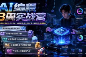 (19662期)AI编程8周实战营:从敲代码到变现交付×开发环境×6练手项目×两大主线产品×商业闭环×跨越盈利