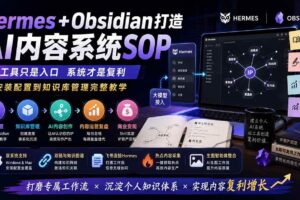 (19861期)Hermes+Obsidian打造AI内容系统SOP;工具只是入口系统才是复利,从安装配置到知识库管理完整教学