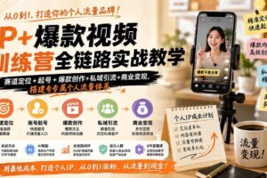 (19885期)IP+爆款视频训练营全链路实战教学-更新;赛道定位+起号+爆款创作+私域引流+商业变现,搭建专属个人流量体系