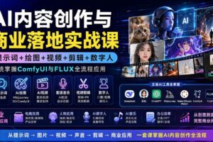 (19913期)AI内容创作与商业落地实战课:提示词+绘图+视频+剪辑+数字人,系统掌握ComfyUI与FLUX全流程应用