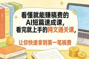 看懂就能賺稿费的AI短篇速成课,看完就上手的网文通关课,让你快速拿到第一笔稿费(更新8月)