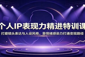 个人IP表现力精进特训课:打磨镜头表达与人设风格,靠情绪感染力打通变现路径