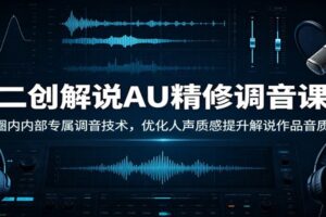 二创解说AU精修调音课：圈内内部专属调音技术，优化人声质感提升解说作品音质