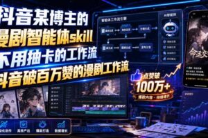 抖音某博主的漫剧智能体skill，不用抽卡的工作流，抖音破百万赞的漫剧工作流
