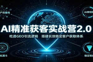 AI精准获客实战营2.0:吃透GEO引流逻辑,搭建长效稳定客户获取体系