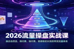 2026流量操盘实战课：融合自然流、微付费、强付费，搭建稳定长效的带货流量体系