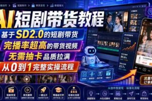 AI短剧带货教程,基于SD2.0的短剧带货,完播率超高的带货视频,无需抽卡品质拉满,从0到1完整实操流程